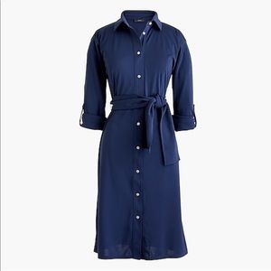 J. Crew Navy Knit Shirt Dress NWT Large